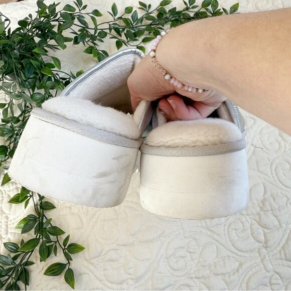 Anthropologie Maeve Puffy Platform Silver Slippers Sz L - Picture 7 of 8